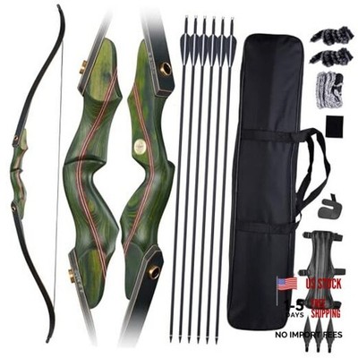 Archery 60'' Recurve Bow and Arrow Set for Adults, 30-50lbs Right Hand 30lbs