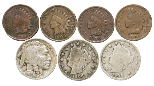 1893 to 1934 Old US Coins Indian Head Liberty Buffalo Nickel #25281s