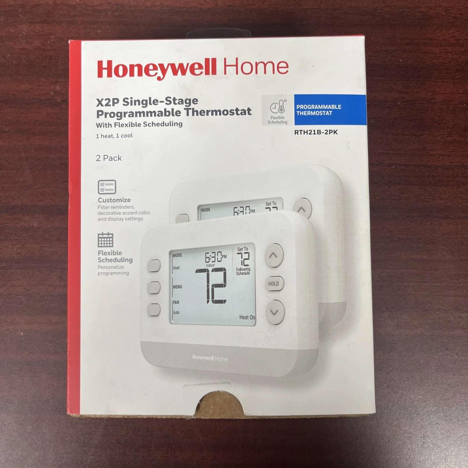 Honeywell Home X2P Thermostat Programmable Total Flex 1 Heat/1 Cool 2-Pack #9294
