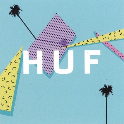 HUF Shoes Skateboard Sticker Logo Palmen Weiß Bunt 9,5x9,5cm Quadratisch