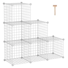 Wire Cube Storage, 6 - Cube Organizer Metal C Grid Modular Shelve 36.6x12.4x36.6