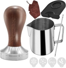 51mm Coffee Tamper Set Barista Kit with Milk Jug Towel Latte Art Tools