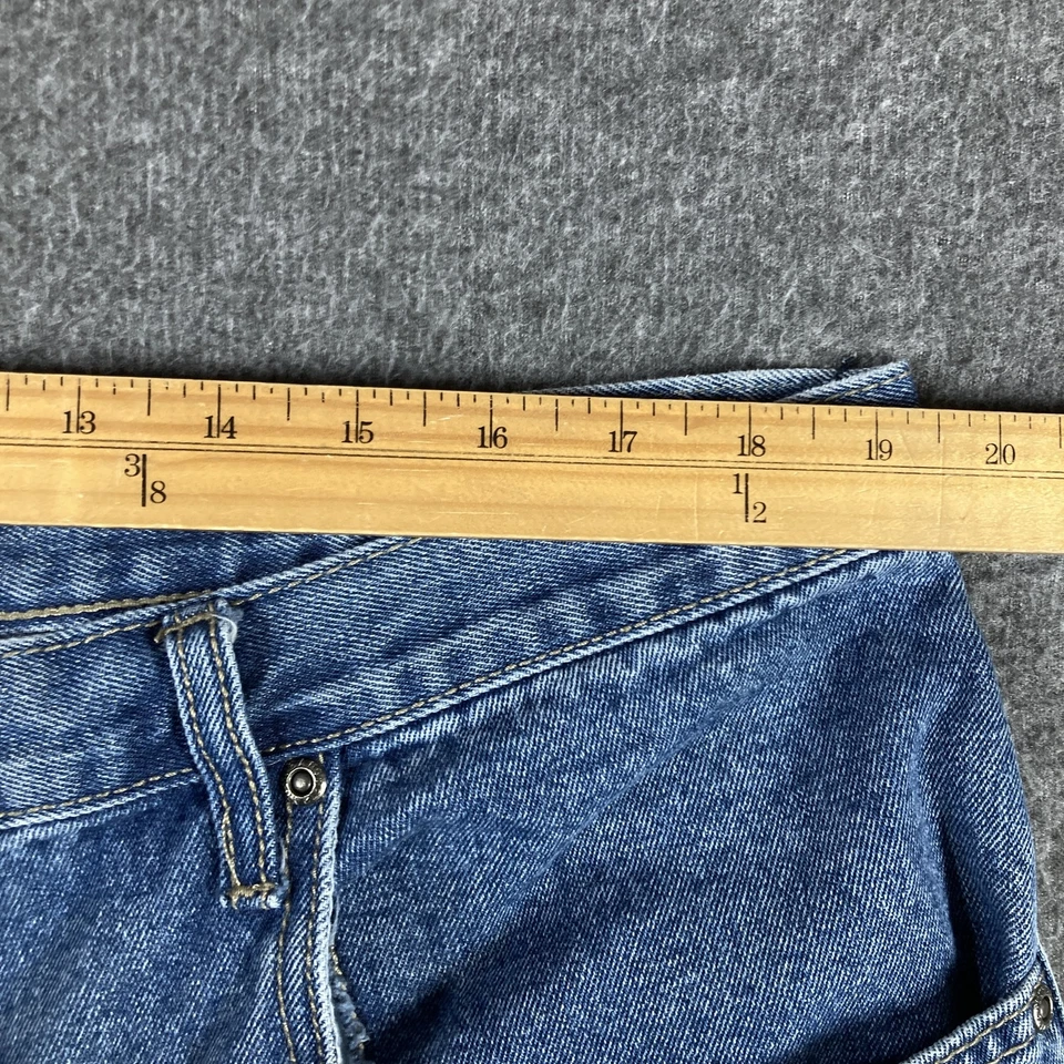 Pantalones Cortos de Jean Sueltos Y2K NYC Para Hombres 40 Denim Desteñido Lavado 14" Entrepierna Foto 3 de 4