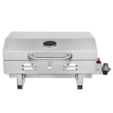 12,000BTU Portable Propane Gas Grill, Outdoor Tabletop Camping Grill, Stainless