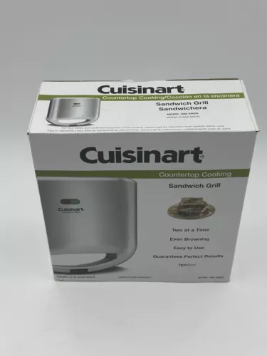 Cuisnart Non Stick Sandwich Maker Grill Silver New Open Box WM-SW2N