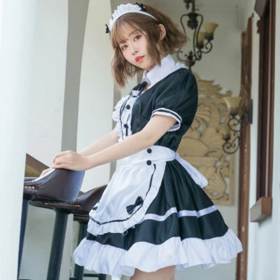 Damen Französisch Magd Kostüm Outfit Kellnerin Uniform Übergröße Cosplay - Bild 1 von 4