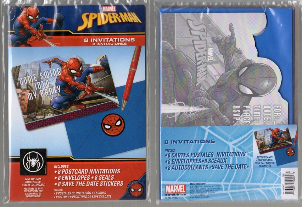 Lote de invitaciones y confeti para fiesta de cumpleaños Spiderman, conjunto de 2 artículos, Marvel Foto 3 de 4