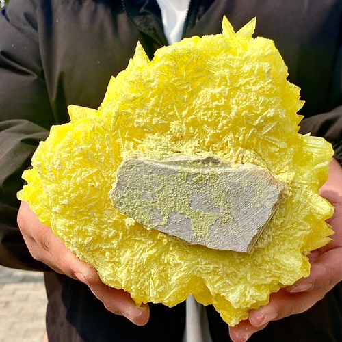 3.92LB Rare yellow sulfur crystal quartz crystal mineral specimen - 第 14/14 張圖片
