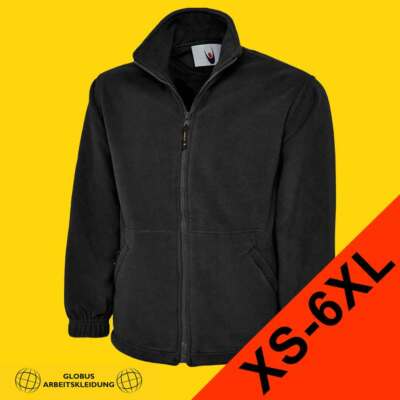 Fleecejacke Arbeitsjacke Freizeitjacke UC604 Uneek 300g/m² schwarz (Gr.XS-6XL)