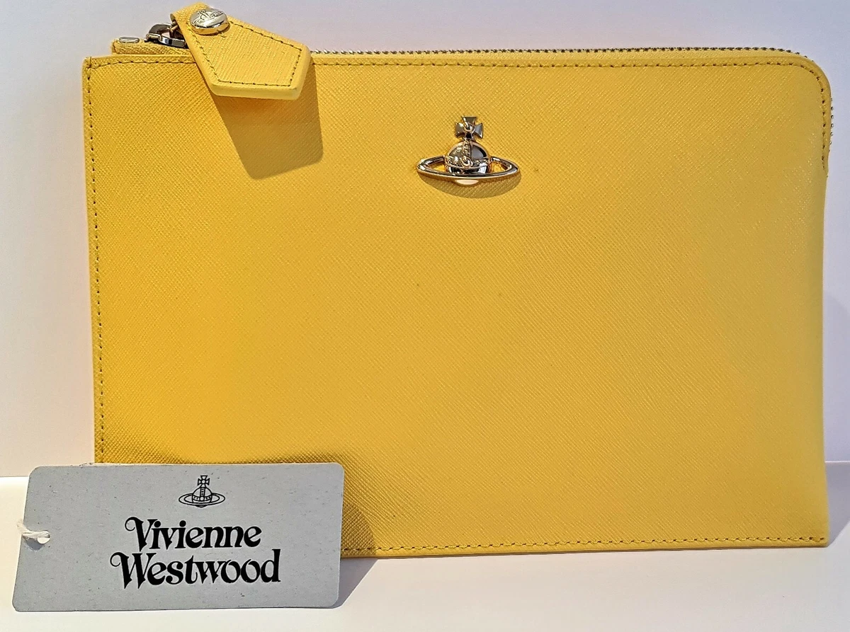 Vivienne Westwood Yellow Small Saffiano Leather Pouch