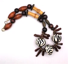 Handcrafted Unusual Mixed Materials Necklace 18 Inches