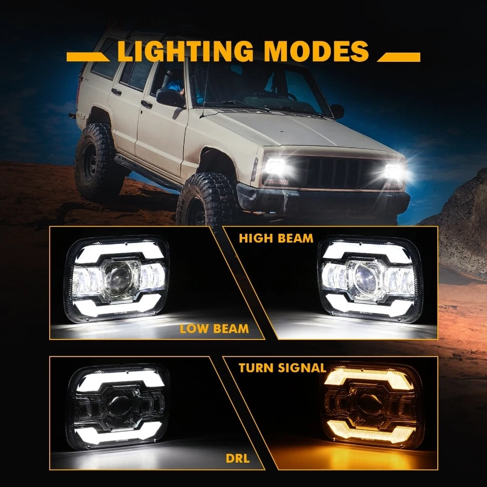 Auxbeam 7x6 英寸 LED 车头灯 高/低光束 DRL 适用于庞蒂亚克凤凰 1977 - 1984 — 第 2/4 张图片