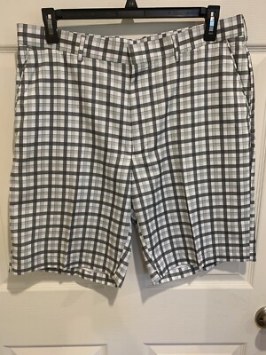 Savane Men's Shorts 36” Waist Dark/Light Gray Plaid Inseam 10