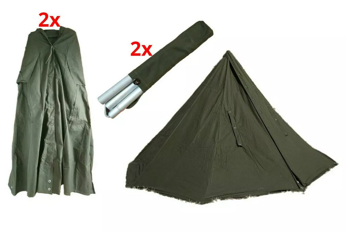 POLISH ARMY MILITARY LAAVU TENT 2 PERSON Shelter Teepee Coat 2x Poncho /  Size 3