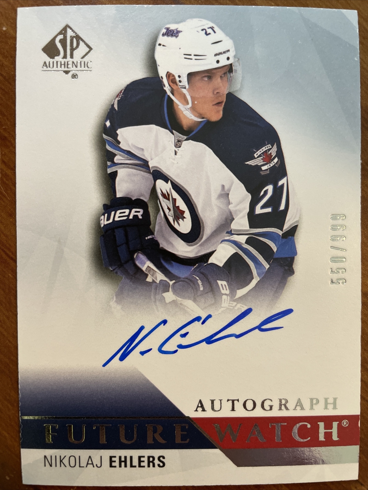 15-16 UD SP Authentic Hockey Future Watch Auto 285 Nikolaj Ehlers /999