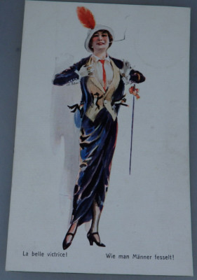 Kunst Postkarte ''Wie man Männer fesselt'' - Thema Rauchkultur um 1910 (101648.1)