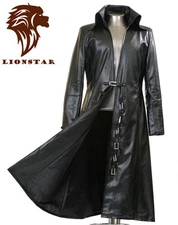 Unisex Newage Matrix Gothic Steampunk Vintage Military Edwardian Leather Coat
