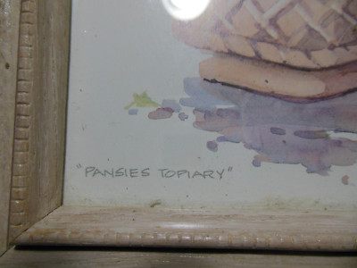 Pansies Topiary Watercolor Print by Marilyn Simandle 11 5/8
