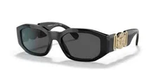 VERSACE VE4361 GB1/87 Black Frame-Gold Medusa Dark Grey Sunglasses Authentic New