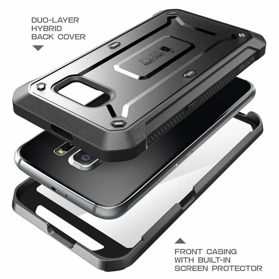 Оригинальный SUPCASE для Samsung Galaxy S6, полный корпусный чехол с экраном черный - Изображение 4 из 4