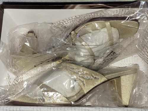Womens Nina Yvonne gold Glimmer slip on sandles size 7.5M - Picture 2 of 5
