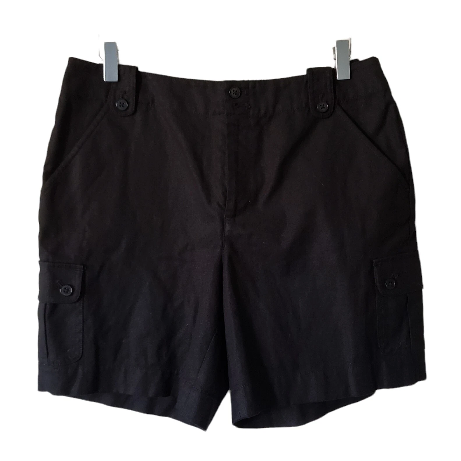 Lauren Ralph Lauren TANGIERS 6-pocket Women's Shorts NEW Cotton Linen Black Sz 8
