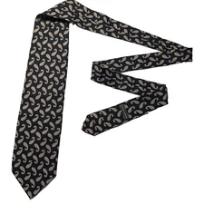 Giorgio Armani Tie Men's Black Paisley 100% Silk Necktie Handmade In Italy