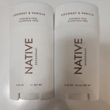 Native Deodorant Coconut & Vanilla, Aluminum and Paraben Free 2.65oz x2
