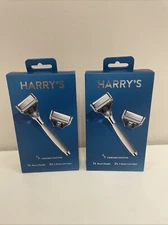 Lot Of 2 Harry’s Men’s Razor Chrome Edition Handle& Razor Blade Cartridges B8-31