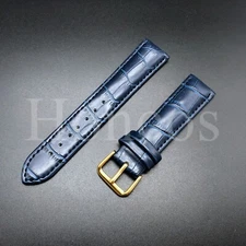 18MM Genuine Leather Alligator Watch Band Blue Strap Buckle Fits for Michele