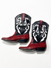 Y2K Nine West Boot Festival Western Romnee Red Black Leather Cowboy snip Toe 8.5