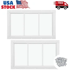 2 Pack 10'' x 18'' White Basement Garage Door Flush Mount Shed Transom Window...