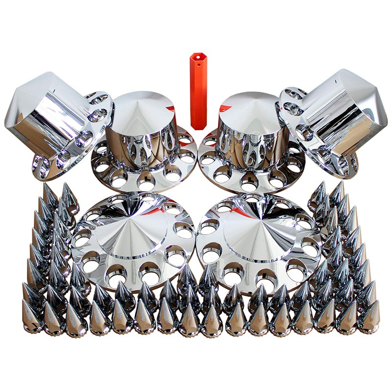 Chrome Hub Cover Semi Truck Wheel Kit Axle Cover 33mm Lug Nut Complete ...