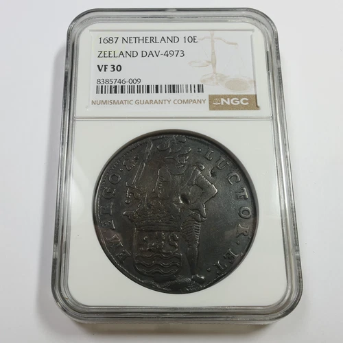 1687 NGC VF30 - Netherlands Daalders 10 Schellings Zeeland Dav 4973 Coin #55942A