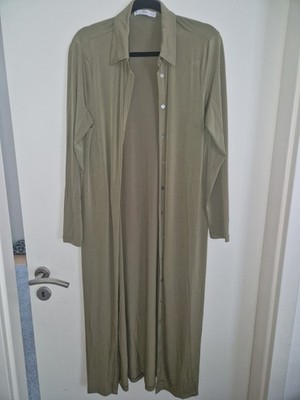 Mango Damen Jacke Mantel Lange Jacke Leicht Khaki Oliv L 40 XL 42