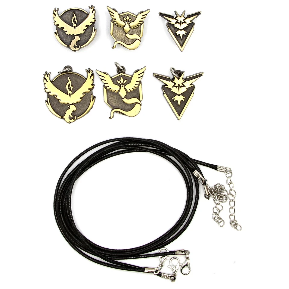 6 Pcs. Pkmn Necklace Set - POKEMON GO TEAM LOGOS GOLD New - Image 3 of 4