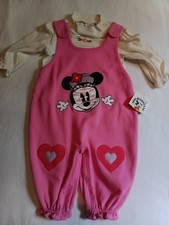 Vintage Baby Mickey  Co Girls 6/9m 2 Pc Minnie Mouse Longsleeve Pink Romper NWT