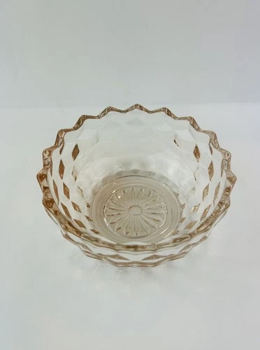 Vintage 5.5" Diameter Fostoria American Cubist Pink Hue Depression Glass Bowl