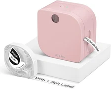 Mini Bluetooth Label Maker Machine with Tape, Portable Thermal Printer Pink