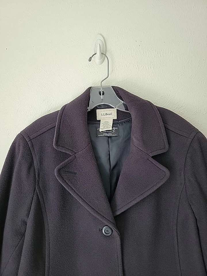 LL Bean Wool Blend Swing Coat Size 20 W Purple Button Up 3/4 Length $279 - Image 2 of 4