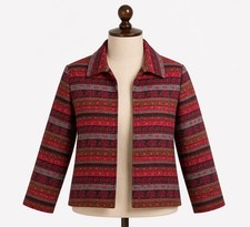 Alfred Dunner Petite 14P Open Front Jacket Southwestern Stripe Blazer