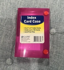 NEW C-Line Index Card Case - Holds 100 3 x 5 Cards - Acid Free Poly - Pink