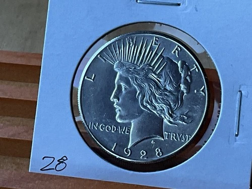 1928 Peace Silver Dollar 1$ Brilliant Uncirculated BU RARE KEY DATE