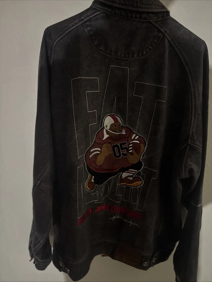 FUBU Platinum Vintage Jacket Fat Albert Junkyard Gang Black Denim Button Size XL - Image 3 of 4