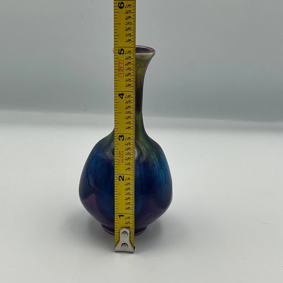 Vintage Bud Vase Japan Blue Green Purple Art Pottery Small - Image 4 of 4