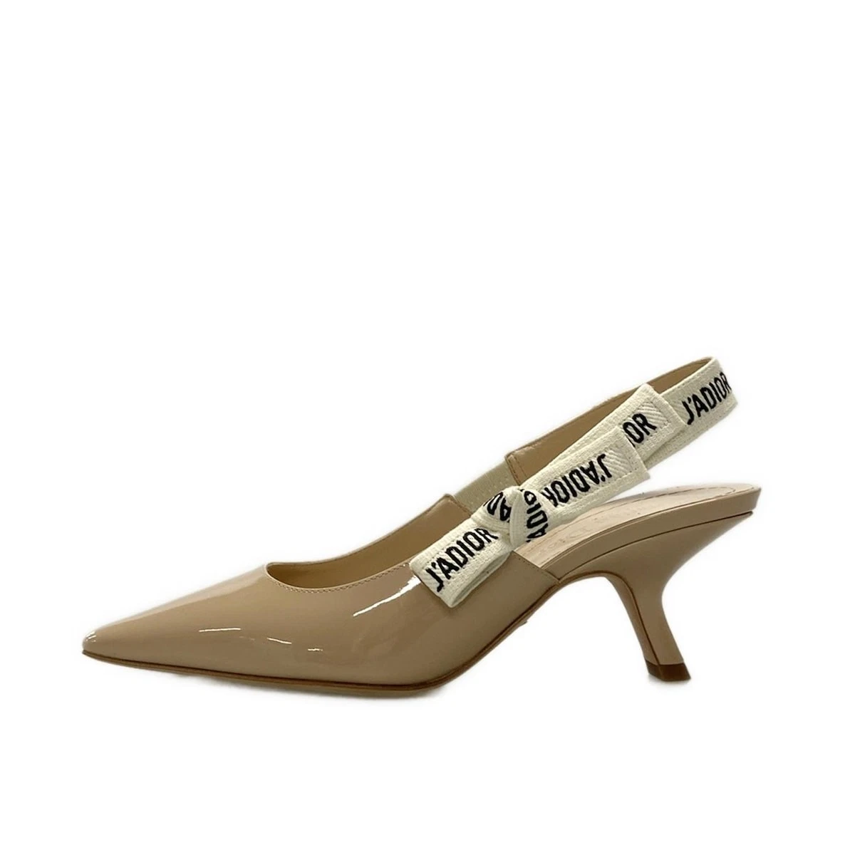 Auth DIOR/ChristianDior J'Adior escarpins à bride beige blanc cuir verni