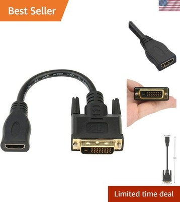 DVI-D Male to HDMI Female Adapter - Bi-Directional Converter, 1080P & 4K Ready
