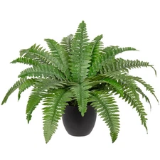 17.7" Fake Fern Potted Plant Small Artificial Boston Ferns in Pot 25 Leaves f...