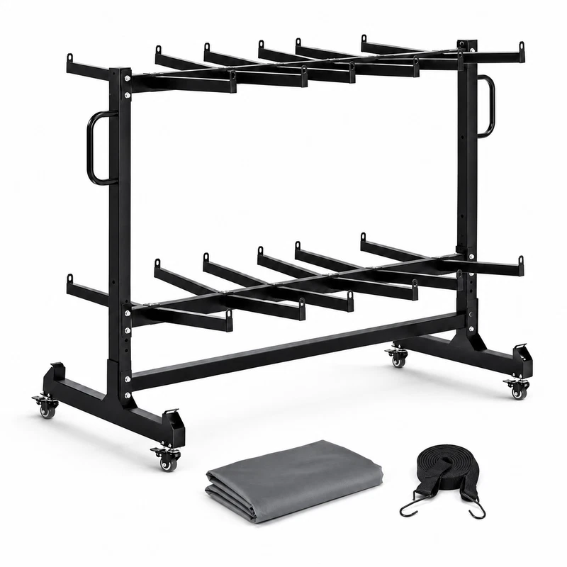Heavy Duty 2 Tier Folding Storage Trolley Cart