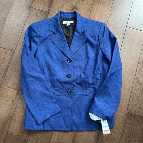 Giacca blazer Le Suit Essentials donna taglia 16 blu royal tweed nuova - Foto 11 di 22